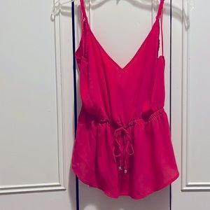Hot pink waist drawstring tank